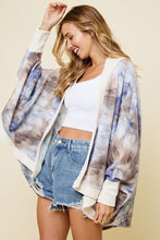 Mocha Blue Long Sleeve Shawl Collar Tie Dye Cardigan 9/13/23 7040