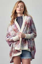 Purple Blue Long Sleeve Shawl Collar Tie Dye Cardigan 9/13/23 7041
