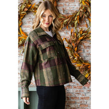 Olive Plaid Stud Cuff Shirt Veveret Jacket