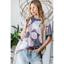 Navy Washed Floral Patchwork Oversized Oli+Hali Tee
