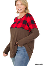 Americano Plaid Color Block Long Sleeve Zenana Top 9/13/23 7007