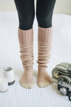Warm & Soft Open Work Knit Lounge Socks: Pink