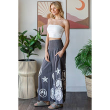 Charcoal Washed Smocked Peace And Star Patchowork Oli+Hali Pants