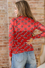 Red Game Day Football Sheer Mesh Long Sleeve Top