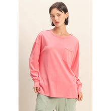 Taffy Pink Oversized Washed Long Sleeve Pocket Tee