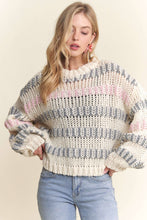 Ivory Multi Drop Shoulder Chunky Knit Sweater