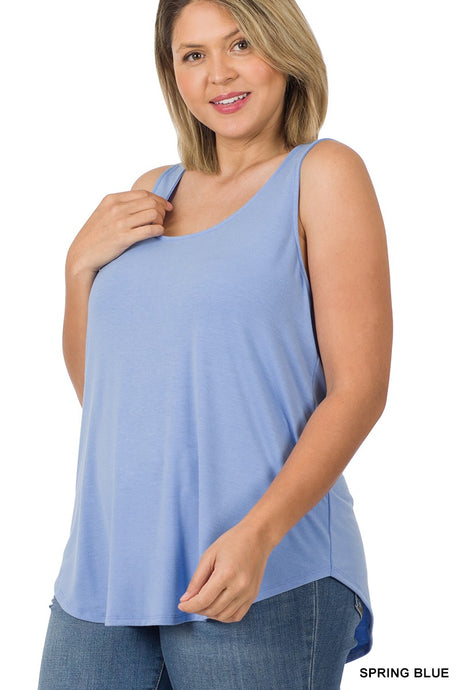 Spring Blue Plus Sleeveless Round Neck Round Hem Zenana Top 1/13/25 9469