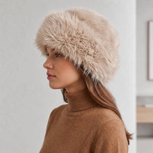 Taupe Fuzzy Plush Faux Fur Winter Cossack Hat