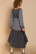 Charcoal Maxi Length Contrast Waffle Panel Layering POL Top 9/12/23 6985