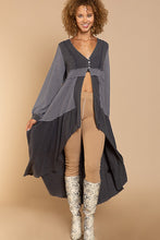 Charcoal Maxi Length Contrast Waffle Panel Layering POL Top 9/12/23 6985