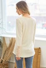 Ivory Hacci Laced Cuff Knit Top 1/24/24 7941