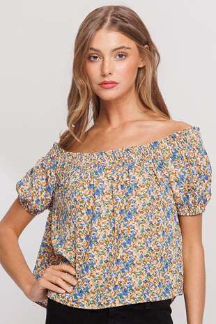 Taupe Multi Loose Floral Short Sleeve Top 5/11/24 8582