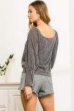 Black Long Puff Sleeve V Neck Top 9/13/23 7022