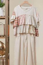 Ivory Multi Vintage Patchwork Ruffle Hem Mello Top