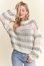 Ivory Multi Drop Shoulder Chunky Knit Sweater