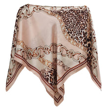 Brown Leopard Chain Print Scarf Poncho