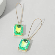 Light Pink Emerald Cut Stone Dangle Evening Earrings