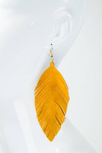 Light Grey Genuine Leather Leaf Earrings