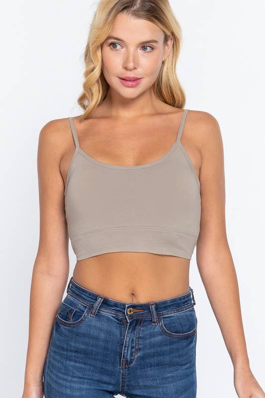 Oyster Green Round Neck Removable Bra Cup Twisted Back Cami Top