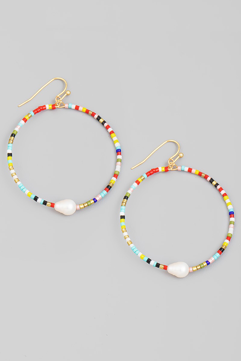Multi Beaded Pearl Circle Drop Earrings 11/1/23 7445