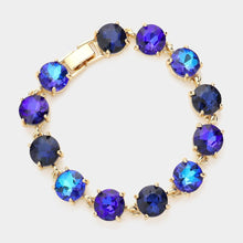 Multi Red American USA Round Stone Link Evening Bracelet