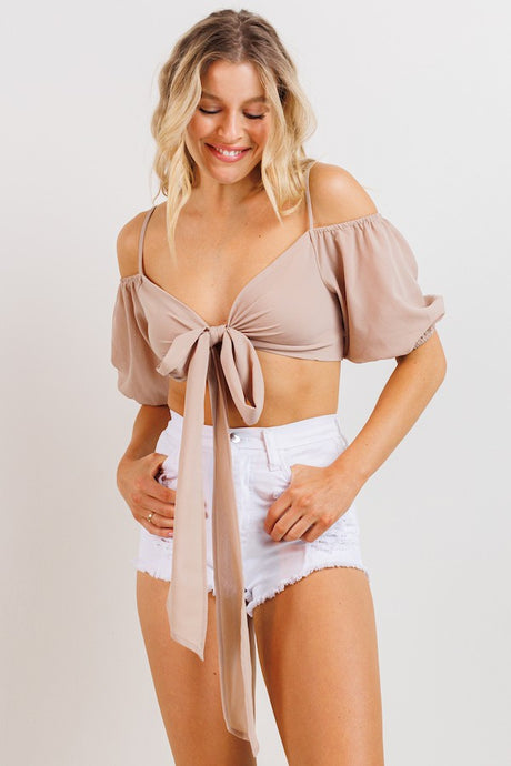 Mocha Bubble Crepe Crop Top 3/29/24 8396