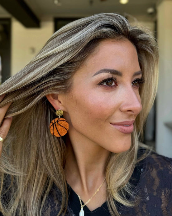 Glitter Basketball Earrings