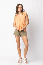 Rust High-Waist Washed Twill Shorts