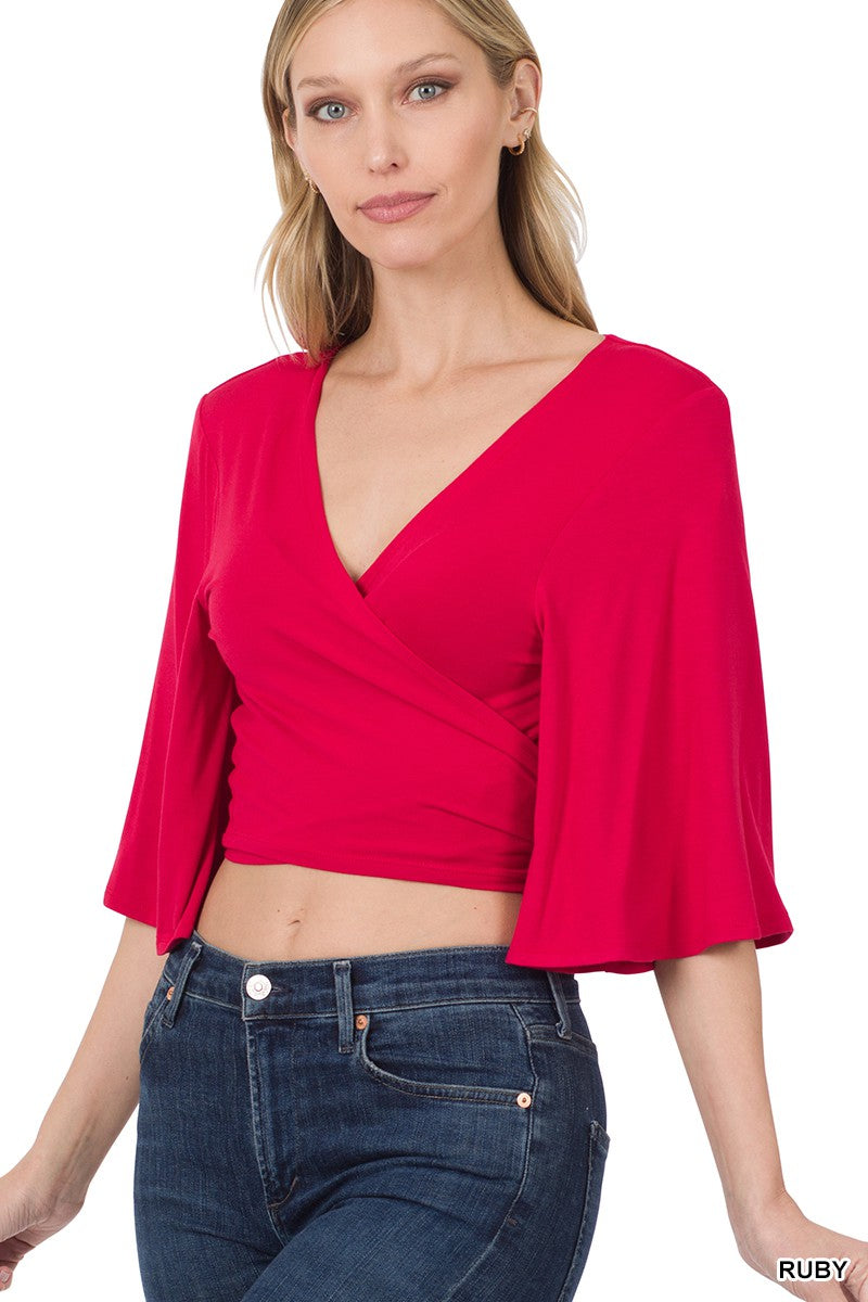 Ruby Luxe Rayon Tie Front Cropped Zenana Cardigan 10/13/23 7200