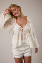 Ivory Ruffle Long Sleeve Flare Blouse