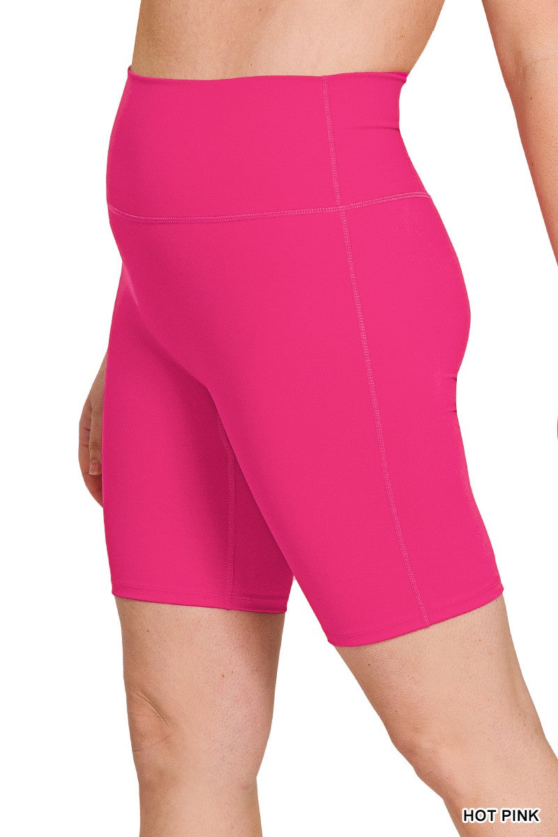 Hot Pink Plus Athletic High Rise Zenana Biker Shorts 2/14/24 8032