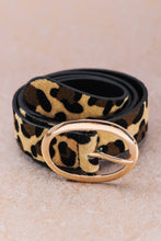 Leopard Oval Buckle Leather Belt