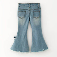 Kids Painted Distressed Rosebud Denim Flare Jeans