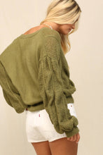 Terra Moss Pullover With Exaggerated Ruching Sleeves
