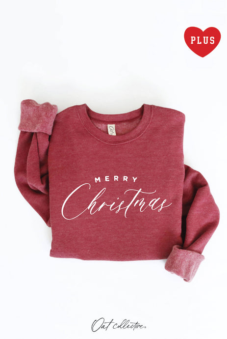 Maroon MERRY CHRISTMAS Plus Graphic Sweatshirt