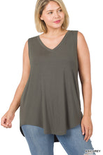 Ash Grey Luxe Rayon Sleeveless V Neck Hi Low Hem Zenana Top 6/21/23 6304
