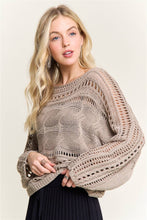 Khaki Crochted Open Knit Pullover