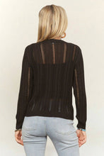 BUTTON-FRONT KNIT TOP WITH LONG SLEEVES - CET4092: BLACK / S-M-L(2-2-2)
