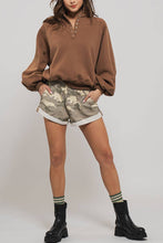 Camo Spring Elastic Waist Cuffed Print Urban Daizy Shorts