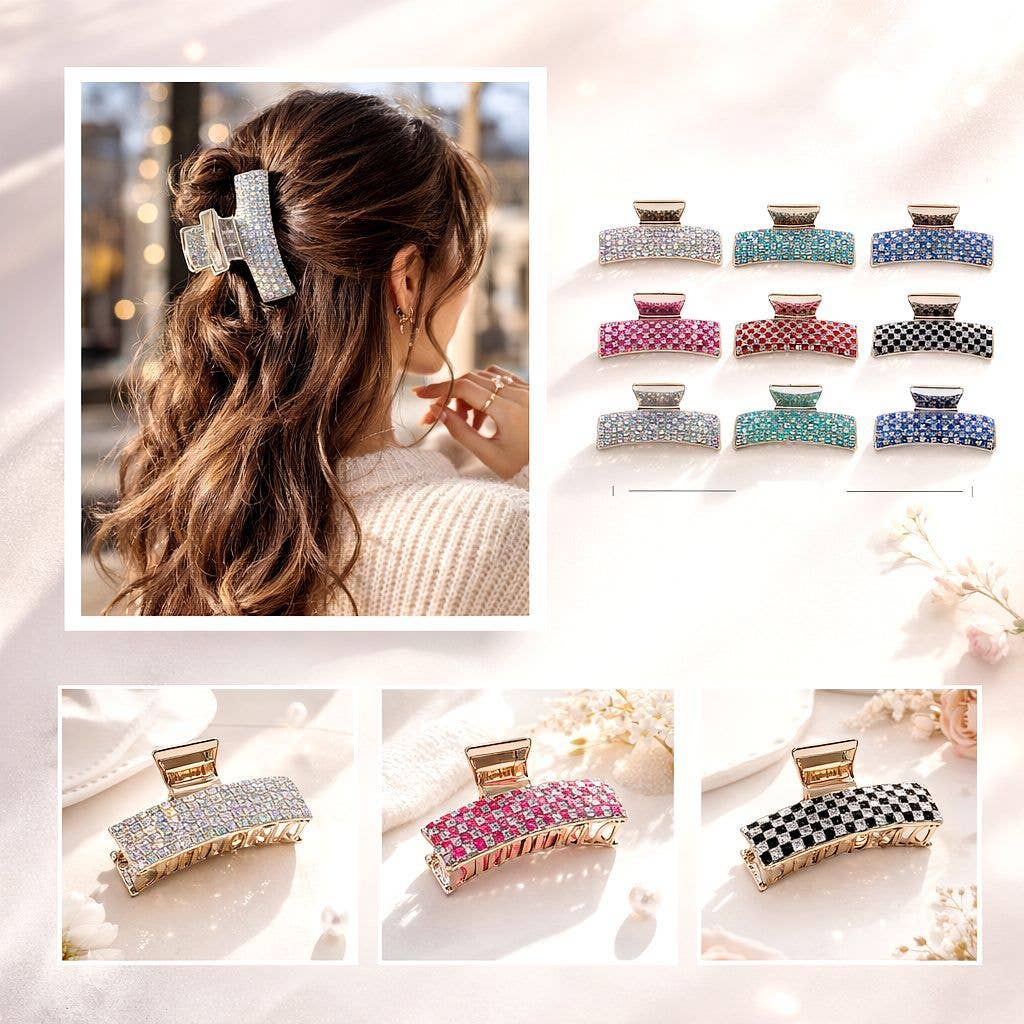 12pk Rhinestone Hair Claw Clip Sparkling Large Claw Clip Fashion Hair Accessory