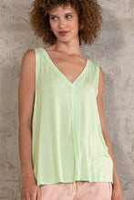 Lime Cream Relaxed Cropped Sleeveless Lace Trim POL Tank Top 6/19/23 6469