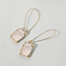 Lavender Emerald Cut Stone Dangle Evening Earrings