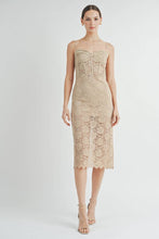 Nude Corset Lace Bustier Midi Dress