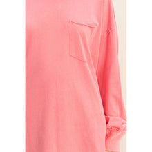 Taffy Pink Oversized Washed Long Sleeve Pocket Tee