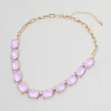 Lavender Opal Cushion Rectangular Stone Cluster Link Evening Necklace