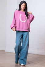 BOAT NECK SHOEHORSE CONTRASTED SWEATSHIRT