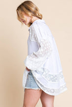 White Lace Mixed Oversized Shirt