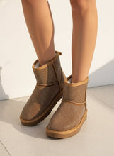 [BEST SELLER] PRESLEY Rhinestone Embellished Cozy Mini Boots: TAUPE / A12