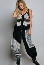 Black Multi Border Weave Scalloped Crochet V-Neck Sleeveless POL Top