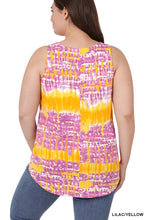 Lilac Yellow Tie Dye Sleeveless Round Neck & Hem Zenana Top 12/13/23 6367